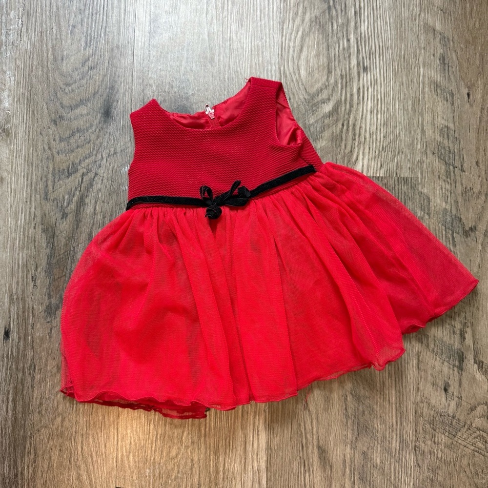 Bonnie Baby Red Dress with Black Bow